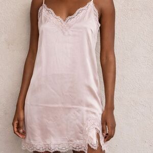 Song of Style Lace Trim Nightgown Slip Dress - Ivory Cream - Size S
